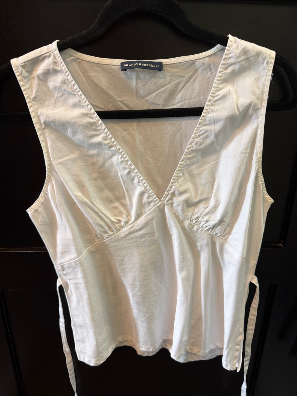 Brandy Melville White V-Neck Side-Tie Camisole